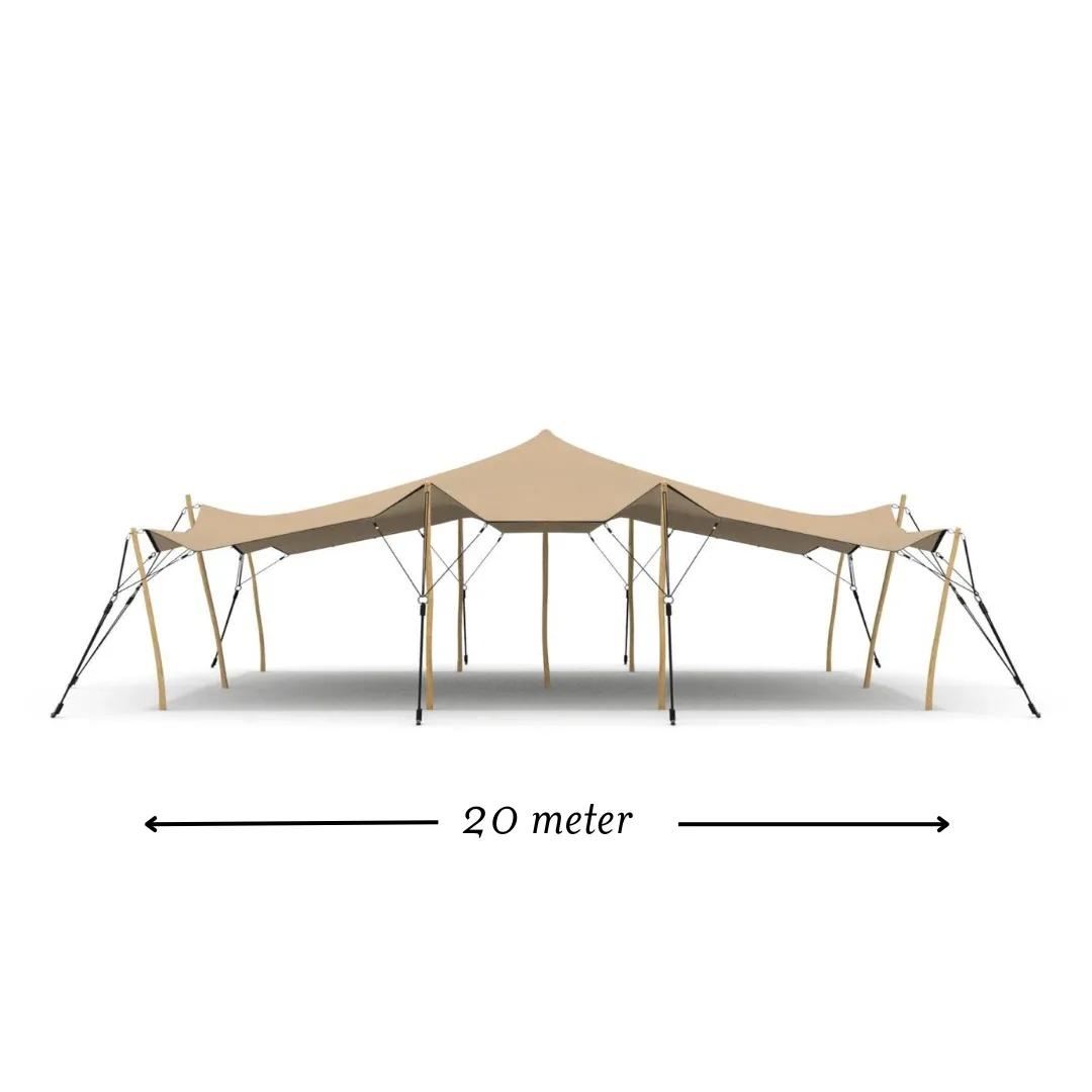 Stretchtent - zandkleur - 10m x 20m