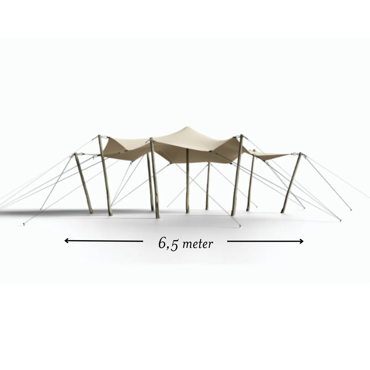 Stretchtent - zandkleur - 6,5m x 6,5m